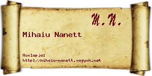 Mihaiu Nanett névjegykártya